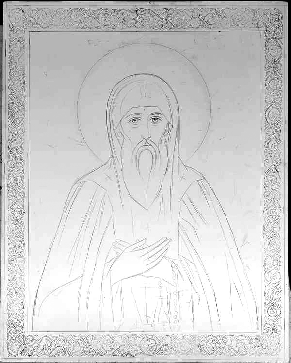 Рисунок на доске, покрытой левкасом