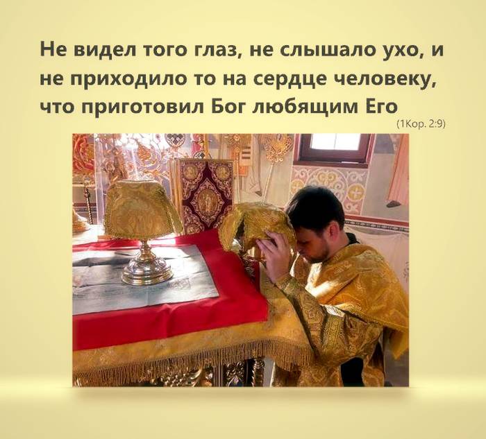 Не видел того глаз, не слышало ухо, и не приходило то на сердце человеку, что приготовил Бог любящим Его