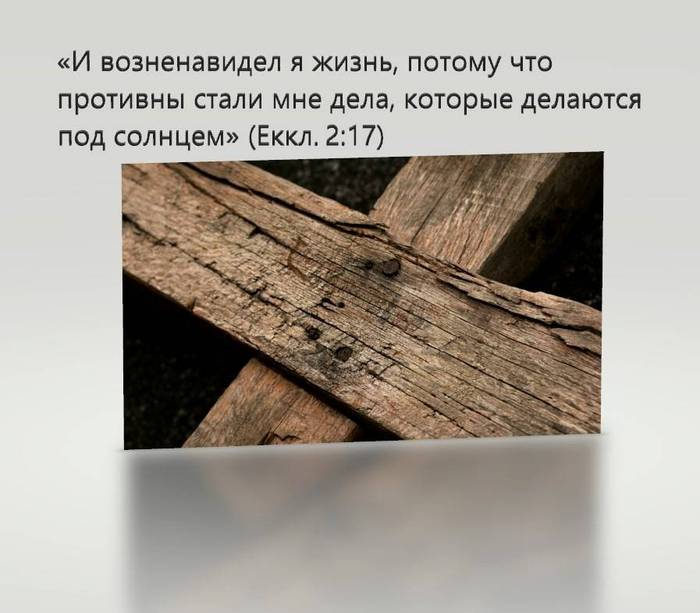 И возненавидел я жизнь, потому что противны стали мне дела, которые делаются под солнцем