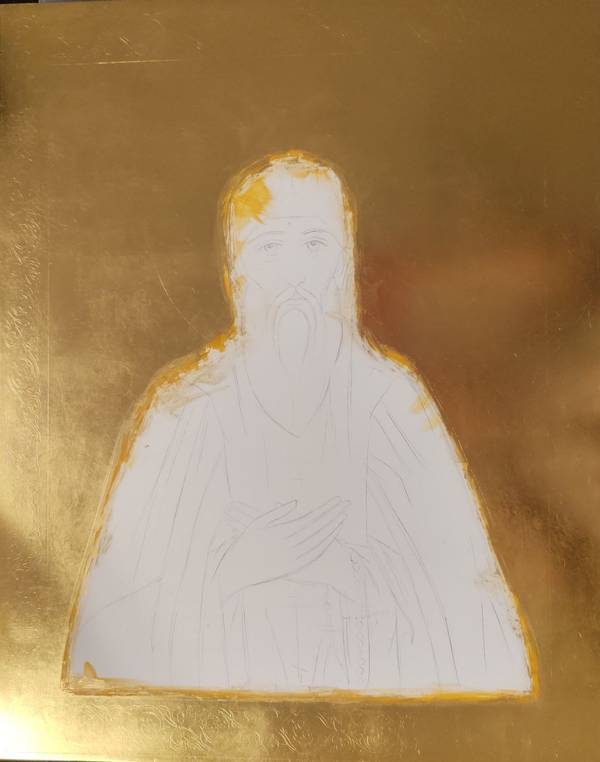 Золочение фона сусальным золотом