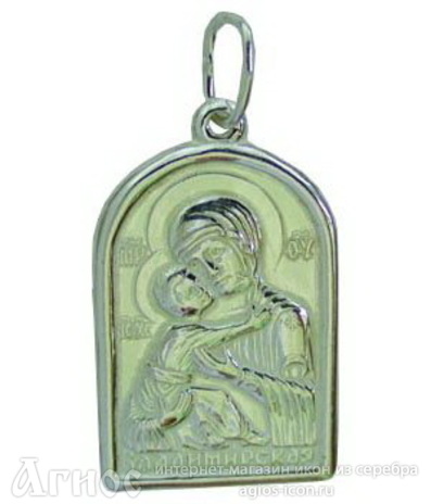 Нательная иконка Божьей Матери "Владимирская" из серебра, фото 1