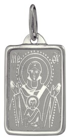 Нательная иконка Божьей Матери "Знамение" из серебра