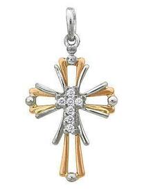 Золотой  крестик с бриллиантами без распятия