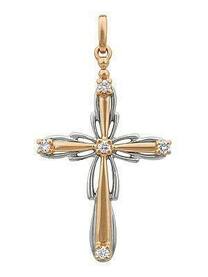 Золотой женский крестик с бриллиантом
