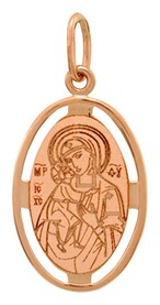 Нательная иконка Божьей Матери "Феодоровская" из золота
