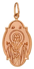 Золотая нательная иконка Божьей Матери "Знамение" 