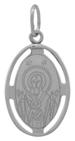 Нательная иконка Божьей Матери "Знамение" из серебра