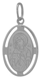 Нательная иконка Божьей Матери "Феодоровская" из серебра