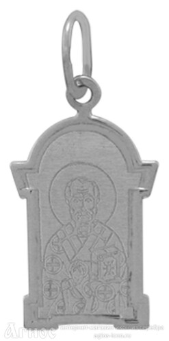 Нательная иконка св Николая Чудотворца из серебра, фото 1