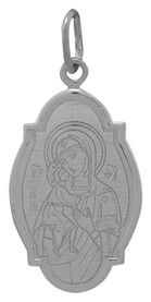 Нательная иконка Божьей Матери "Феодоровская" из серебра