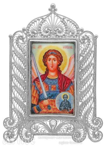 Икона архангела св Михаила из серебра, фото 1