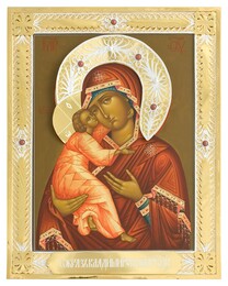 Икона Божьей Матери "Владимирская" из серебра