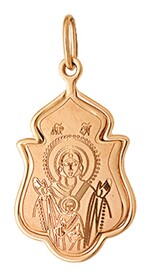 Нательная иконка Божьей Матери "Знамение" из золота