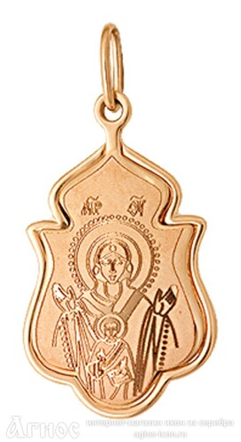 Нательная иконка Божьей Матери "Знамение" из золота, фото 1