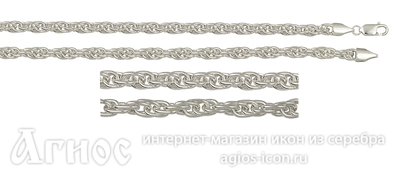Серебряная цепь "Двойная кордовая", 45 г, фото 1