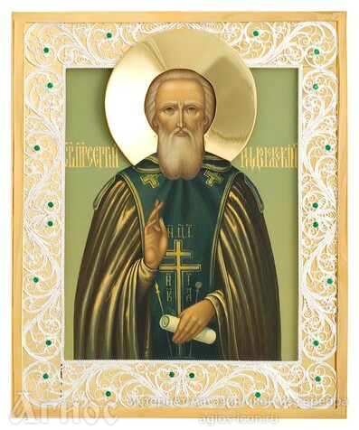 Икона св Сергия Радонежского из серебра, фото 1