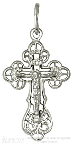 Женский крестик из белого золота ажурный, фото 1