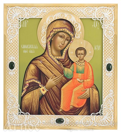 Икона Божьей Матери "Смоленская" из серебра, фото 1