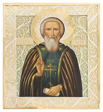 Икона св Сергия Радонежского из серебра