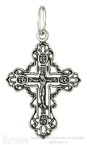 Православный нательный крест терновый венец из серебра, фото 1