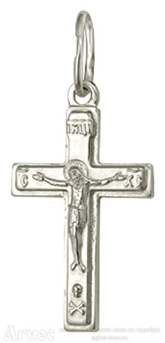 Православный нательный крест четырехконечный из серебра, фото 1