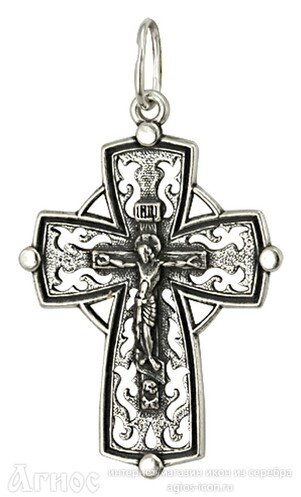 Православный нательный крест каплевидный из серебра, фото 1