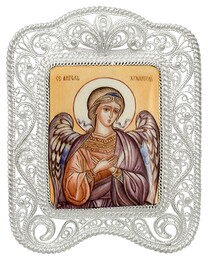 Икона ангела-хранителя из серебра