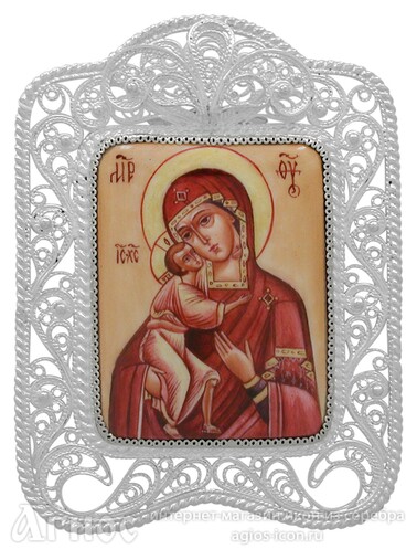 Икона Божьей Матери "Феодоровская" из серебра, фото 1