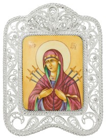 Икона Божьей Матери "Семистрельная" из серебра