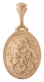 Золотой рельефный образок Богородицы "Владимирская"
