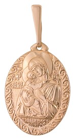 Овальная золотая иконка Богородицы "Владимирская"