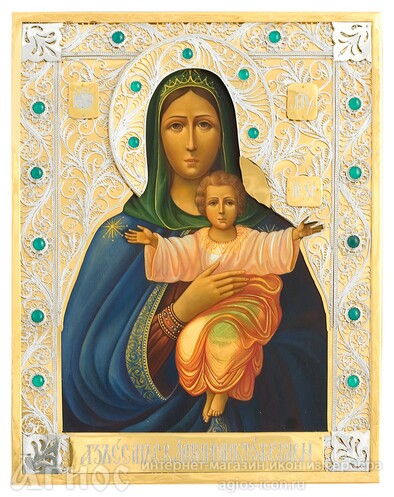 Икона Божьей Матери "Леушинская" из серебра, фото 1