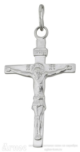 Тонкий крестик из белого золота православный, фото 1