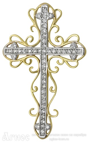 Православный крест с фианитом из золота, фото 1