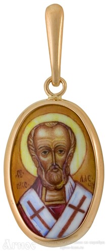 Нательная иконка Николая Чудотворца из золота, фото 1