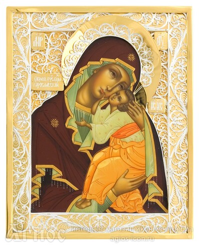 Икона Божьей Матери "Ярославская " из серебра, фото 1