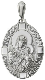 Нательная иконка Божьей Матери "Неувядаемый цвет" из серебра