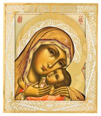 Икона Божьей Матери "Корсунская" из серебра с позолотой