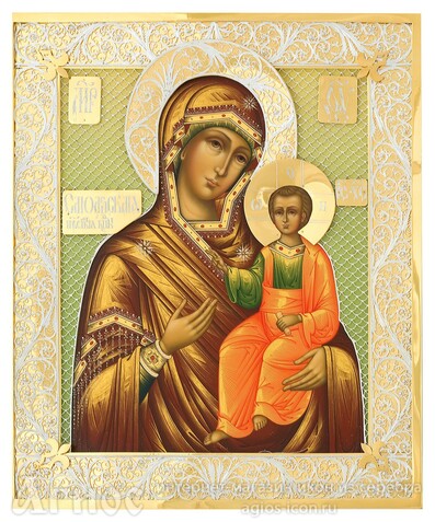 Икона Божьей Матери "Смоленская" из серебра с позолотой, фото 1