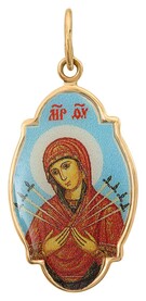 Нательная иконка Божьей Матери "Семистрельная" из золота