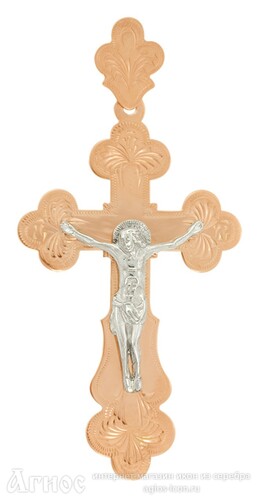 Православный нательный крест трилистниковый из золота, фото 1