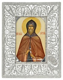 Икона Преподобного Нила Сорского из серебра