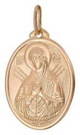 Нательная иконка Божьей Матери "Семистрельная" из золота и серебра