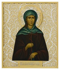 Икона Ксении Петербургской из серебра с позолотой