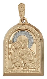 Золотая нательная иконка Богородицы "Владимирская"