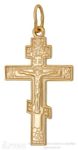 Православный нательный крест осмиконечный из серебра с позолотой, фото 1