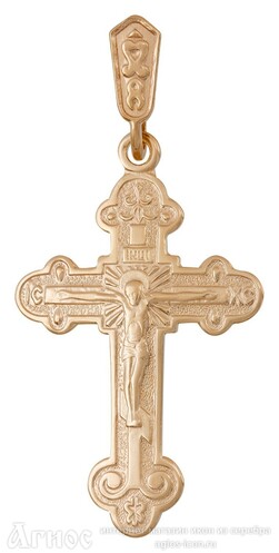 Серебряный нательный крест трилистниковый с позолотой, фото 1