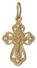 Православный крест с фианитом из серебра с позолотой