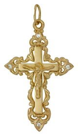 Позолоченный женский крестик с фианитами