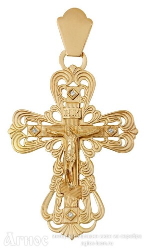 Большой мужской крест из серебра с позолотой, фото 1